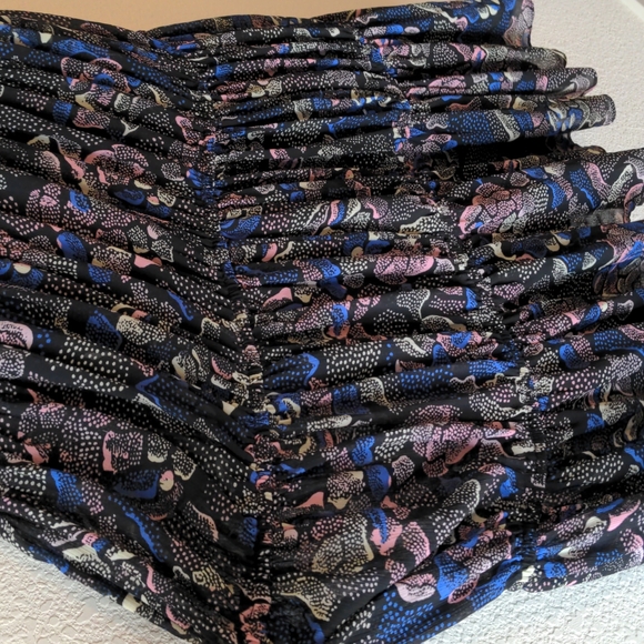 I Heart Ronson Black Dress with Blue, White, Pink Stamped Floral Pattern - Picture 4 of 10